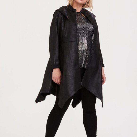 TORRID 3 Her Universe Star Wars Episode 9 Kylo Ren Black Faux Suede Hooded Coat - Picture 16 of 16